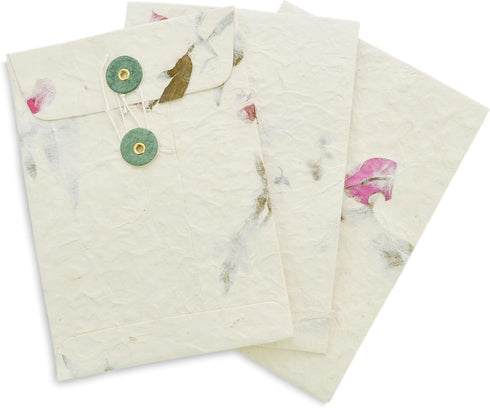 Handmade Lokta Paper Envelope with String-tie Button Closure Pocket Folder for Invitations, Mailers, 4.5 x 6.5 inches