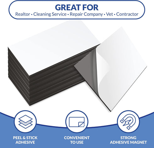 Business Card Magnets Pack of 100, Customize with Peel and Stick Adhesive for Personalized Magnetic Business Cards