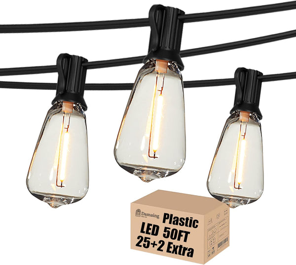 DAMAING Outdoor String Lights 50 FT Waterproof Patio Light String Lights with