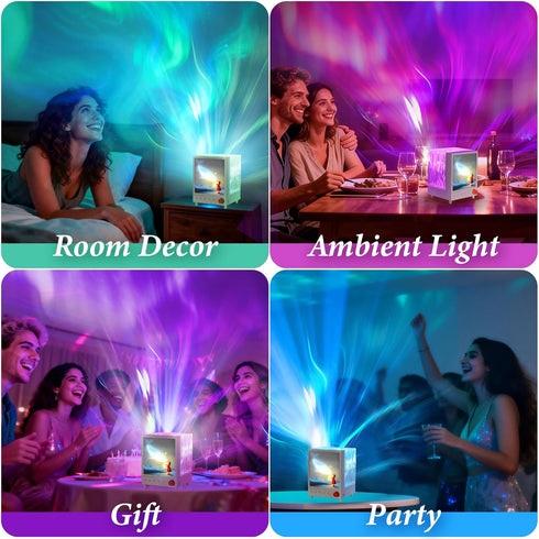 7 Dimmable TOBTOS Northern Lights Projector with Bluetooth Speaker & White Noise - Colors Ocean Wave Night Light
