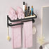 15 Inch DDS-DUDES Black Towel Racks for Bathroom Towel Shelf with Double Towel Bars Lavatory Wall Mount Holder