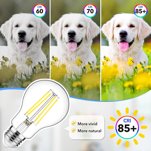 MAXvolador 60W Equivalent E26 LED Filament Light Bulbs, 850LM Daylight White, Non-Dimmable, 4-Pack