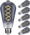 ST19 LED Smoky Grey Glass Edison Bulb, Vintage, 6 Pack, Daylight 5000K, E26 Base, 4.5W Equivalent to 40W