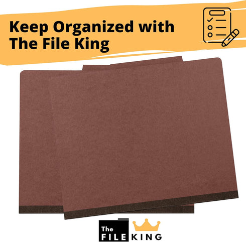 The File King Brick Red Pressboard Classification File Folder, Letter Size, Box of 10, 2” Expansion, USA Made