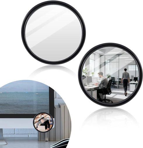 FdcZeyxior 2 2.2" Pcs Office Desk Cubicle Mirror, Wide Angle Convex Rear View Mirror, Stick-On Adjustable Monitor