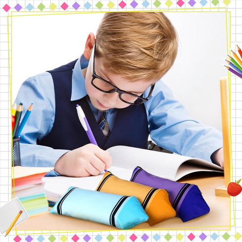 6 Kisston Pcs Pencil Pouch Case Bulk Colorful Kawaii Cute Pencil Crayon Shaped Bags with Zipper Aesthetic Crayon Case