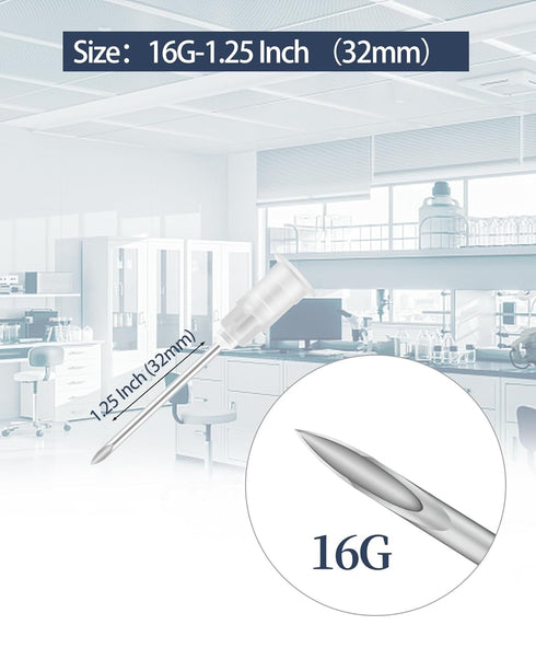16G 32MM 100 Pack Disposable with Cap for Lab Supplies, Poultry, Pet, and Industrial Dispensing