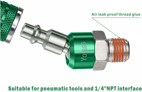 Yolass 2Pcs 1/4"NPT 360°Swivel Utility Air Hose Fittings for Air Compressors