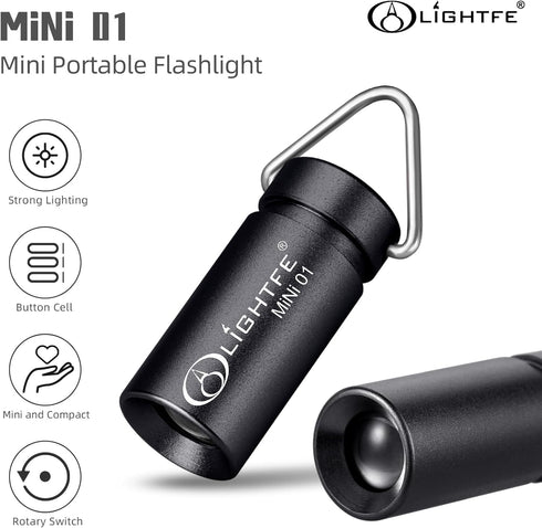 LIGHTFE MINI01 Keychain Flashlight - Mini Keychain Light, Small and Bright (Mini01 Black)