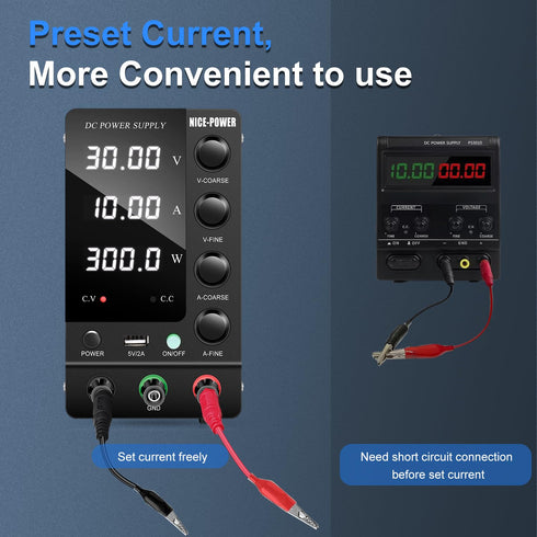 NICE-POWER Variable DC Power Supply, 30V 10A Adjustable Bench Power Supply with 4-Digit LED Display