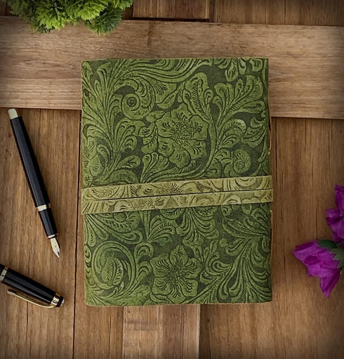 SH SHIFAA HANDICRAFT Leather Journal - Antique Handmade Deckle Edge Vintage Paper, 7 x 5, Great Gift