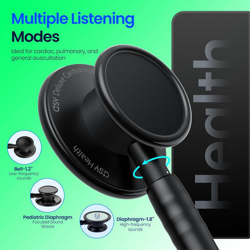 Lightweight Stethoscope, Dual-Frequency Diaphragm, Bell & Diaphragm & Pediatric Diaphragm, Noise-Reducing Silicone Ear