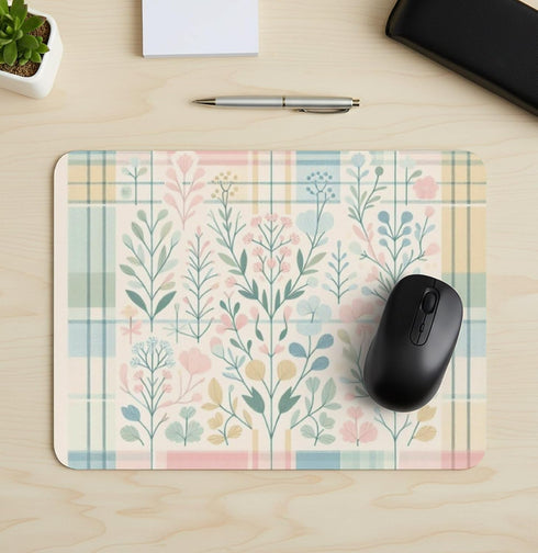 Generic Spring Plaid Floral Desk Mat Multifunctional Makeup Table Pad, Waterproof Vanity Cover