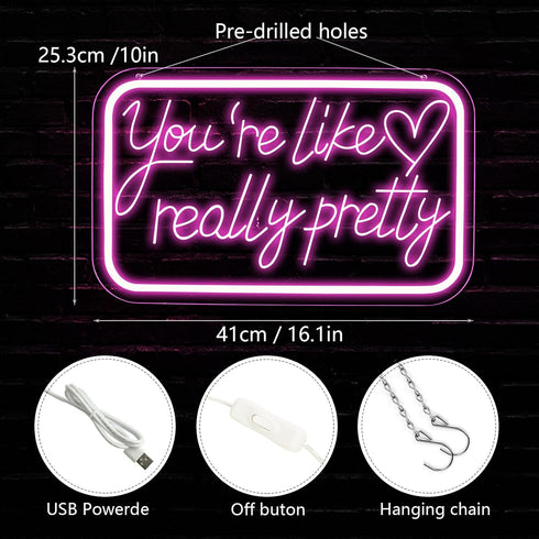qbanziou 5V You're Like Really Pretty Neon Signs for Wall DecorLED Neon Lights Suitable for Bedroom Wedding Party