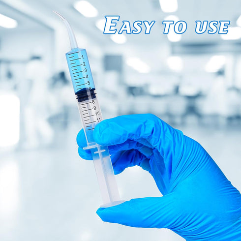 Wisdom Teeth Syringe, 12ml Dental Syringe with Curved Tip & Measurement, Sterile Individually Packaged for Oral Dental