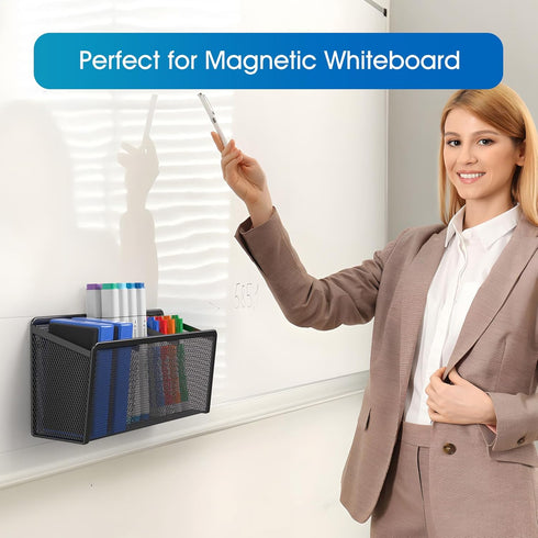 MaxGear Magnetic Pen Holder, Mesh Pencil Holder for Desk Storage, Extra Strong Magnets for Locker, Whiteboard, Office