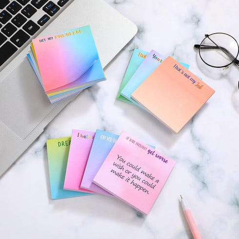 Snarky Office Sticky Notes 12 Pieces, 3 x 3 Inch Funny Note Pads with Complaining Quotes, Vibrant Passive Notepads
