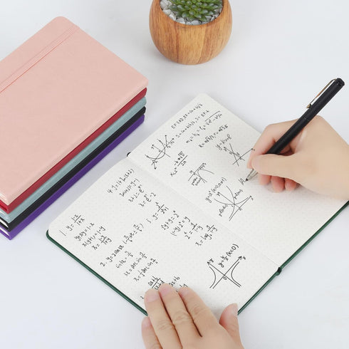 Dotted Grid Journal Notebook - Bullet Dotted Journal, 100gsm Dotted Paper, Hardcover PU Leather, Inner Pocket, Medium