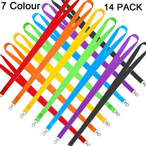 YOUOWO Cruise Lanyards Solid Durable 14 Pack 7 Colors for ID Card Badge Holder Office Neck Keychain
