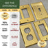 BRASS Duplex Gold Outlet Cover STANDARD SIZE Polished Brass Metal Outlet Cover Wall Plate Duplex Receptacle Wallplate Covers 1-Gang Single Gang, Standard Size (2 Pack) by Rio Salto