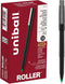 uniball Roller Ball Pen, Stick, Micro 0.5 Mm, Green Ink, Black Matte Barrel, Dozen