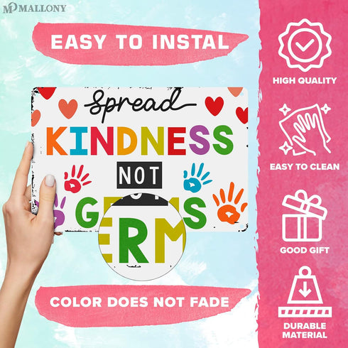 Spread Kindness Not Microbes Be Kind Poster - Motivational Classroom Decor, Health Posters for School Nurse Office Wall