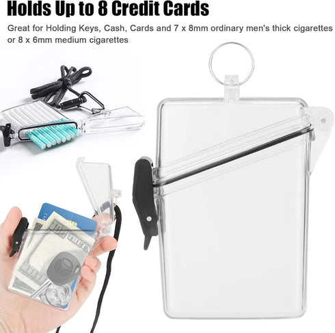 Transparent Clear Waterproof ID Card Badge Holder Case, Vertical Holders with Lanyard and Keychain for Office Supplies