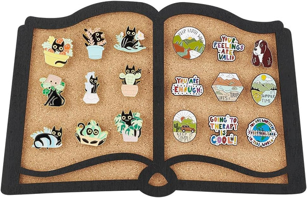 BENECREAT Pin Board Book Cork Board, 0.8inch Thick Wall Mounted Display Board for Home Office School Decor