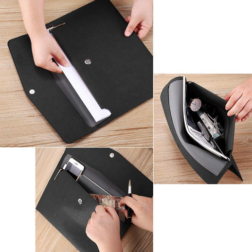 Enyuwlcm 2 Packs PU Leather A4 Document Holder, Waterproof Portfolio Envelope Folder Case with Snap Closure