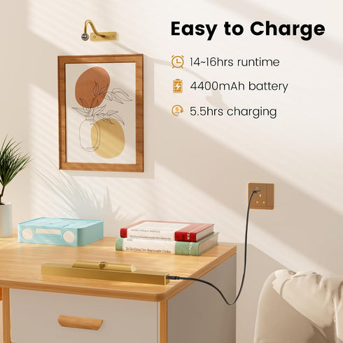 4400mAh 12'' Dimmable 3CCT Picture Light Wall Sconce, Rechargeable Wireless Battery Lighting, LED with Remote for Wall