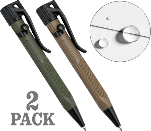 Rite in the Rain Weatherproof Mini Bolt-Action Pens - Olive Drab and Flat Dark Earth, Black Ink, 2 Pack (No. TAC20)