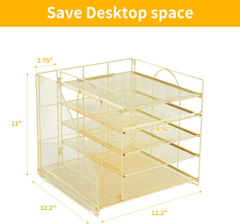Desk Organizers and Accessories, 5-Tier Paper Letter Tray Organizer with File Holder, Office Supplies & Workspace