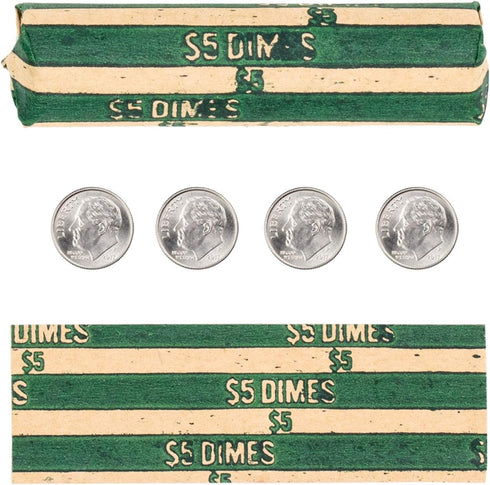 Dime Coin Wrappers, 100 Flat Striped Coin Wrappers