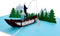iGifts And Cards 3D Mountain Fishing Pop-Up Card – Canoe, Forest & Leaping Trout – Gift for Men, Fishermen, Nature