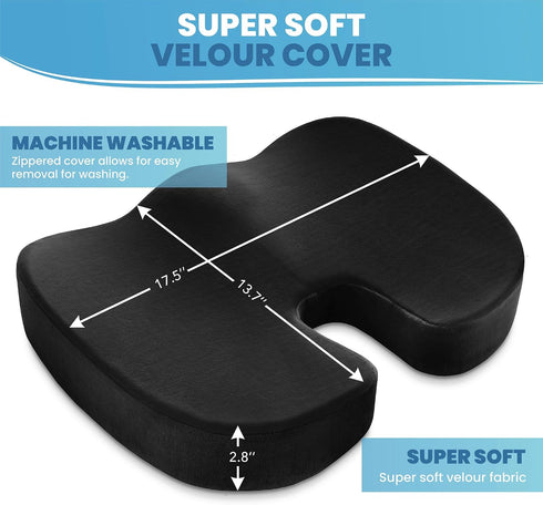 Ergonomic Memory Foam Seat Cushion with Gel for Office Chairs
