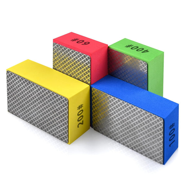 4pcs Diamond Hand Polishing Pads for Sanding Ceramic Tile Glass, Polishing Blocks 60#, 100#, 200#, 400#
