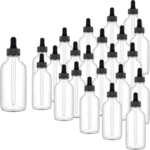 24 Pack 4oz Clear Glass Dropper Bottles, Eye Dropper Bottles with Glass Droppers for Essential Oils