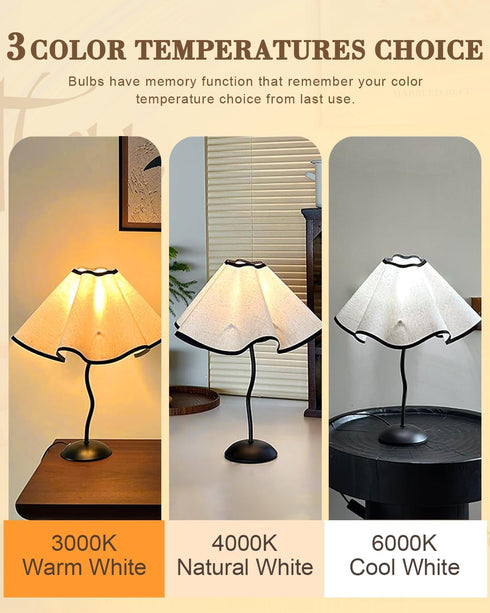 3 Bedside Table Lamp, Color Temperatures Petals Desk Lamp Decorative Modern Table Lamps with Lampshade Nightstand Lamp