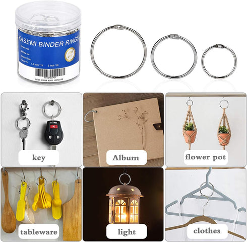 KASEMI Binder Rings - 100pcs Assorted Sizes (1, 1.5, 2 inch) for School and Office
