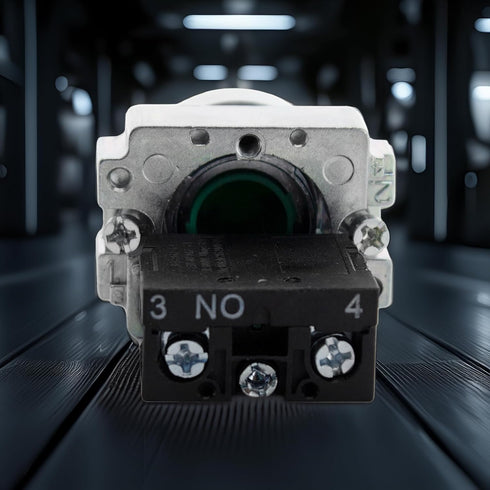 Momentary Push Button Switch with Flat Head, N/O - On/Off Self-Resetting Start Stop Button for Home and Industrial Use