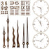 3 Sets Clock Hands and Numerals - CNYMANY Walnut Wood DIY Digital Clock Replacement Parts, Clock Mechanism Kit