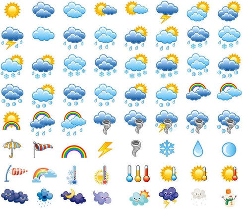 Seasonstorm Cute Weather Logo Icon Precut Waterproof Decoration Stickers, Album Planner Scrapbooking Diary Flakes