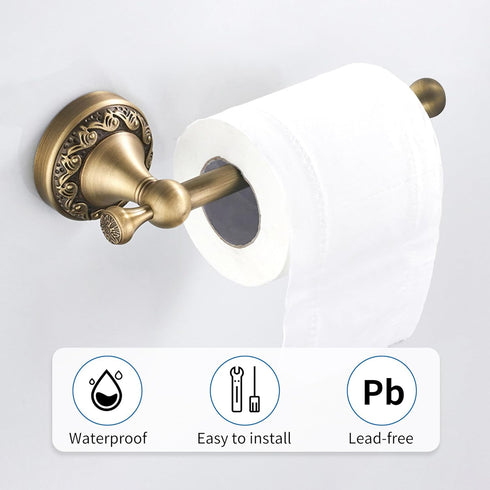 Antique Bronze Brass Toilet Paper Holder, Wall Mounted Bathroom Hardware Accessories with Pattern Carving Design