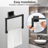 Matte Black Square Hand Towel Holder, Bathroom Towel Ring, SUS 304 Stainless Steel Wall-Mounted Accessories