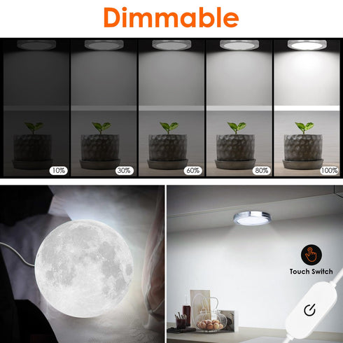 3D 001 5V Dimmable White/6000K) Single Under Cabinet LED Puck Lights Plug in, Printer LED Lamp Kit DIY USB Powered