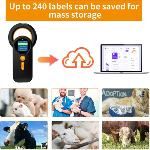Bluetooth Pet Microchip Reader, Alacrity 3-in-1 Animal Universal Microchip Tag Reader Scanner with 1.44” TFT Screen