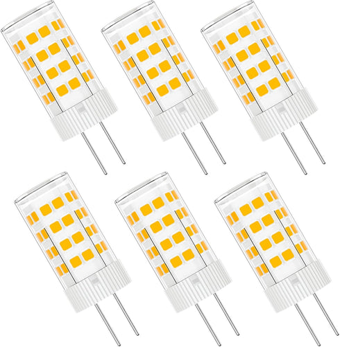 G4 LED Bulb 4W 3000K Warm White 12V AC/DC T3 JC Type Bi-Pin for Outdoor Landscape Lighting, 6 Pack