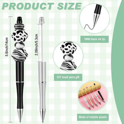 Crtiin 50 Pcs Plastic Beadable Pen, Bulk Shaft Ink Ballpoint Pens for DIY Making Gift Office Supplies