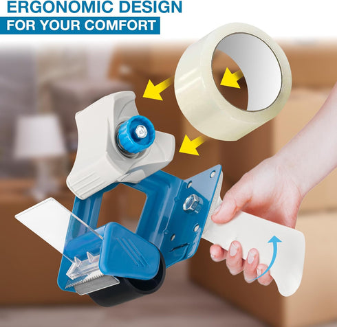 Perco Packing Tape Dispenser Gun for Efficient Packaging and Storage - Blue, Fits 1.88-Inch Tape Rolls