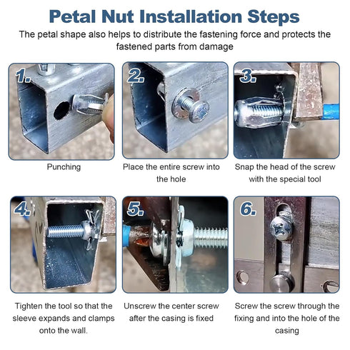 OCR 48PCS Nuts,M4,M5,M6,M8 Billboard, Jack Nuts Petal Expansion Screw Petal Nut,Thins Fixings Dowels with Screws